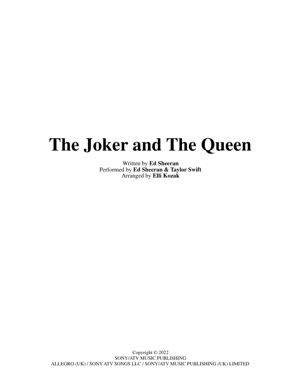 The Joker And The Queen (feat. Taylor Swift) (arr. Elli Kozak)