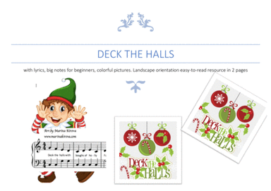 DECK THE HALLS christmas song big notes (arr. Marina Kirova)