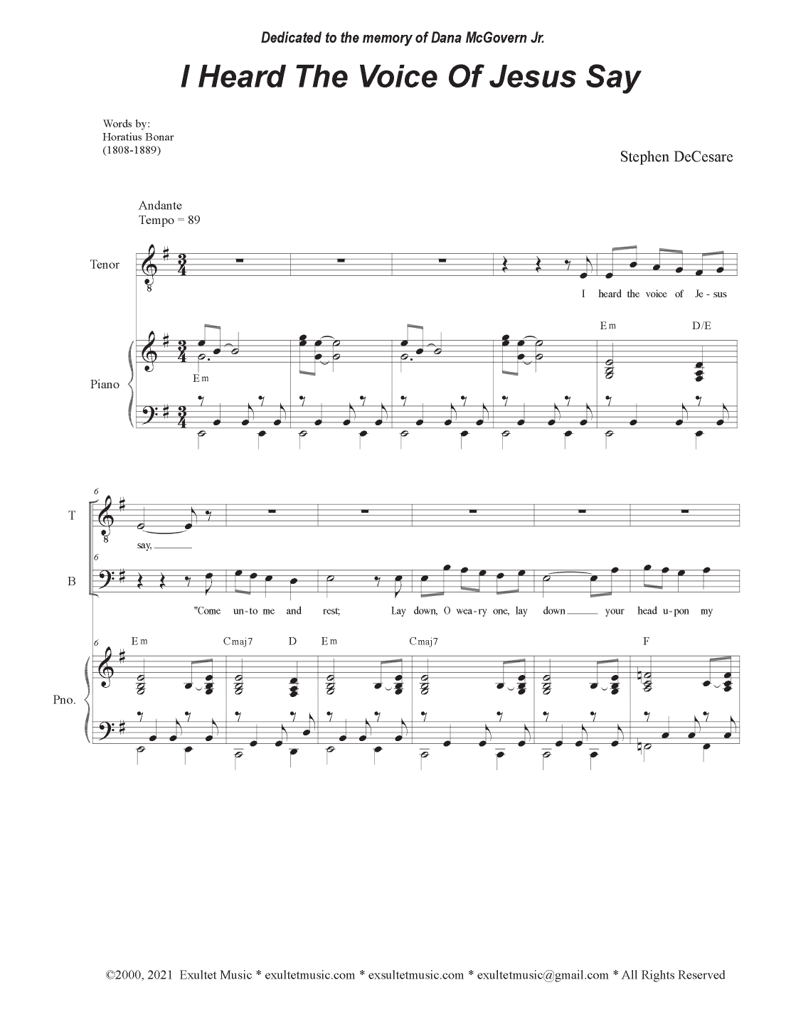 I Heard The Voice Of Jesus Say (2-part choir - (TB)