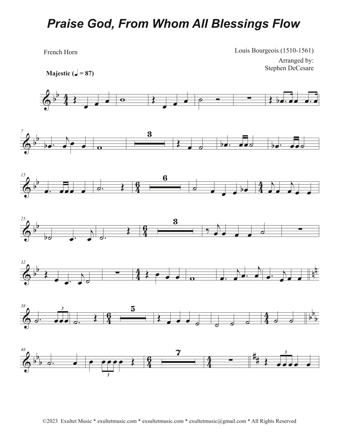 Praise God, From Whom All Blessings Flow (Accompaniment Package) (Brass Quartet) (Key of Eb) (arr. Stephen DeCesare)