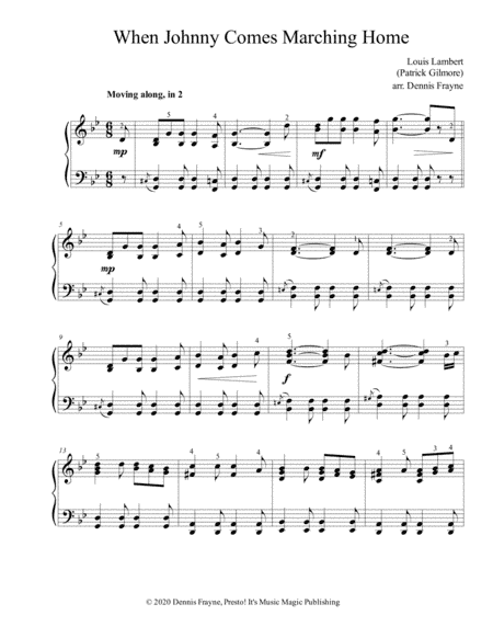 When Johnny Comes Marching Home (arr. Presto! It's Music Magic Publishing)