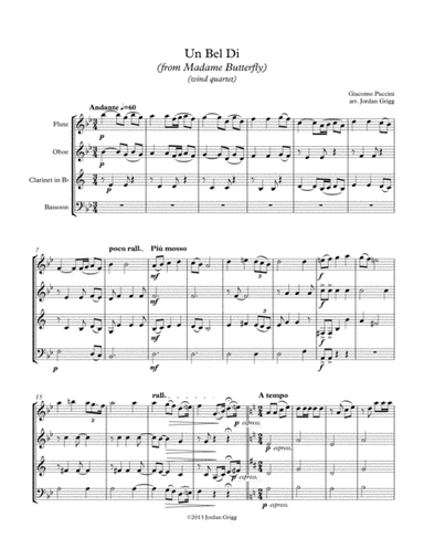 Un Bel Di from Madame Butterfly (wind quartet) (arr. Jordan Grigg)