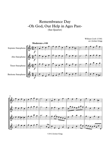 Remembrance Day. 'Oh God, Our Help in Ages Past' (Sax Quartet) (arr. Jordan Grigg)