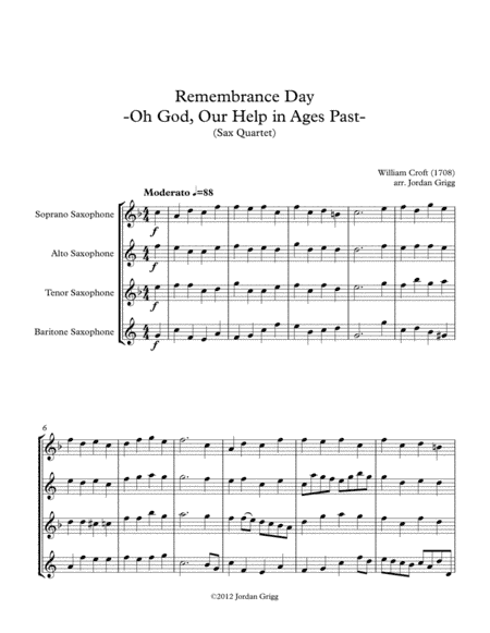 Remembrance Day. 'Oh God, Our Help in Ages Past' (Sax Quartet) (arr. Jordan Grigg)