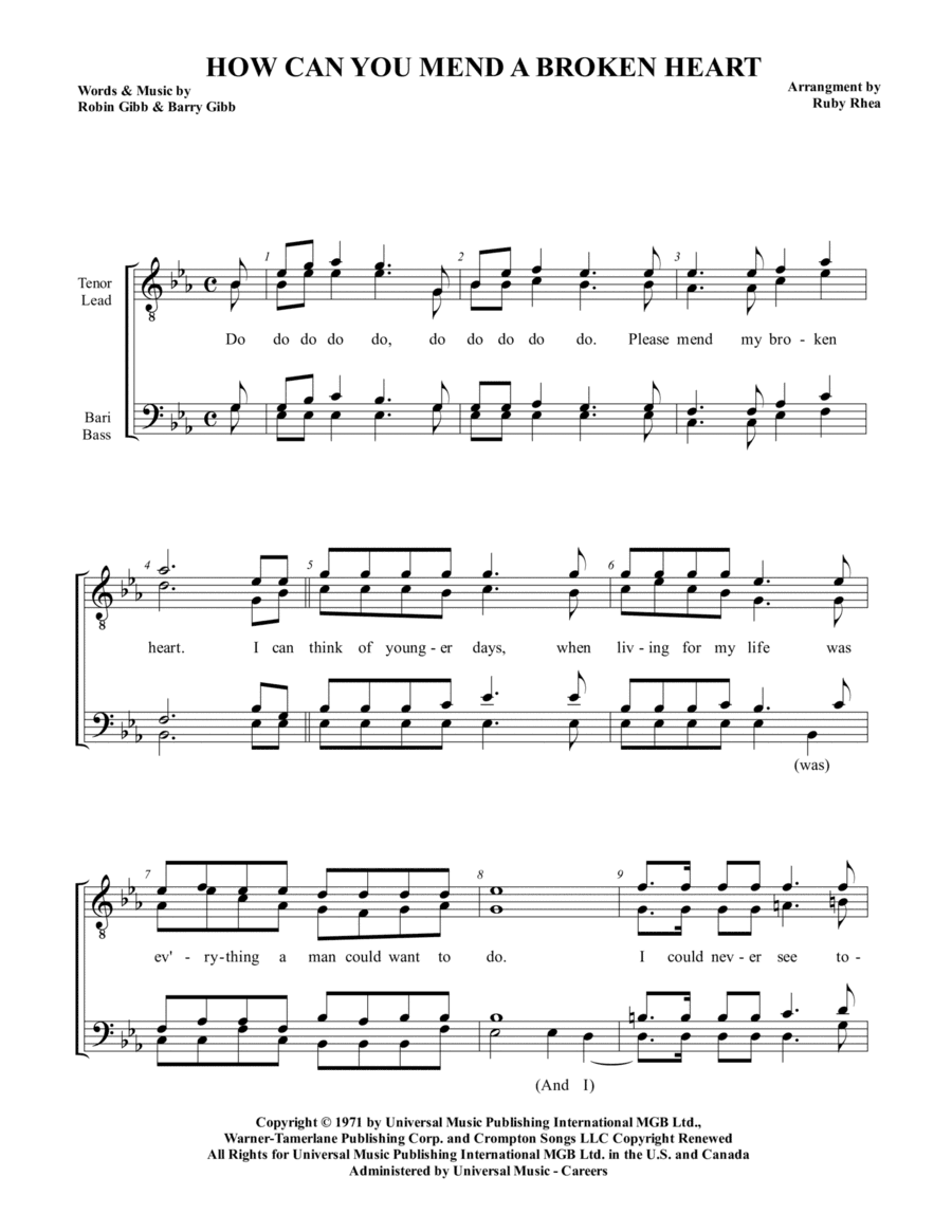 How Can You Mend A Broken Heart (arr. Ken Potter)