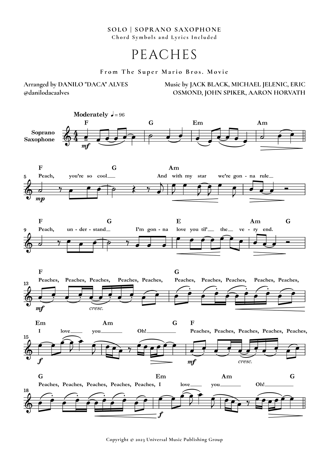 Peaches (arr. Danilo "Daca" Alves)