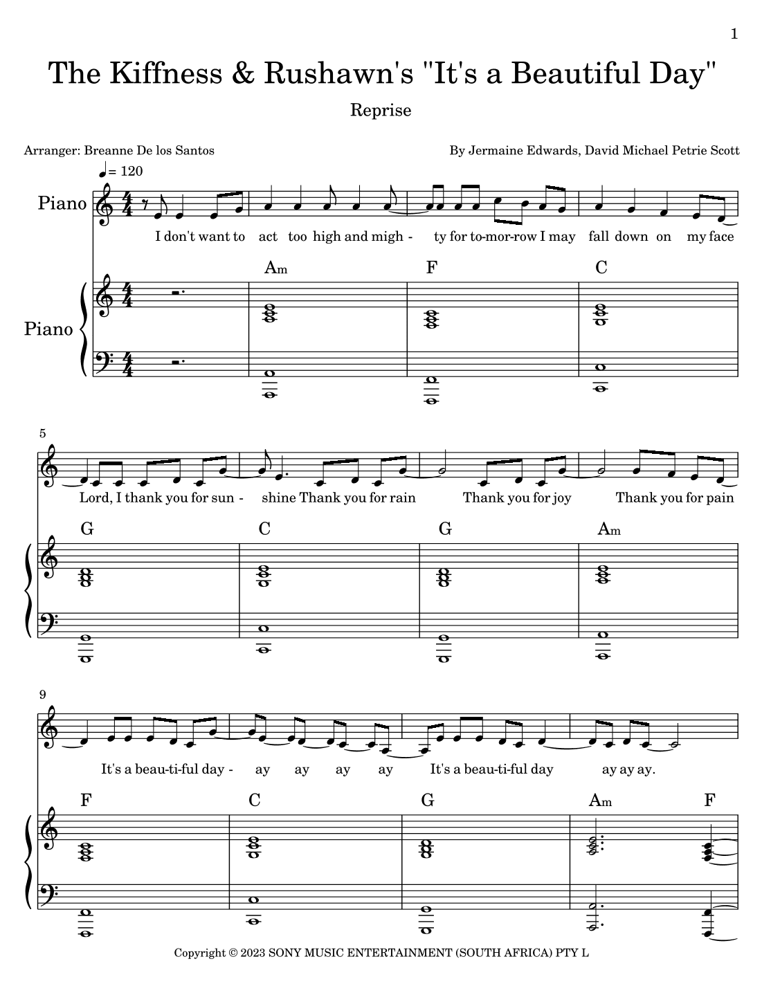 It's A Beautiful Day (reprise) (arr. Breanne De los Santos)