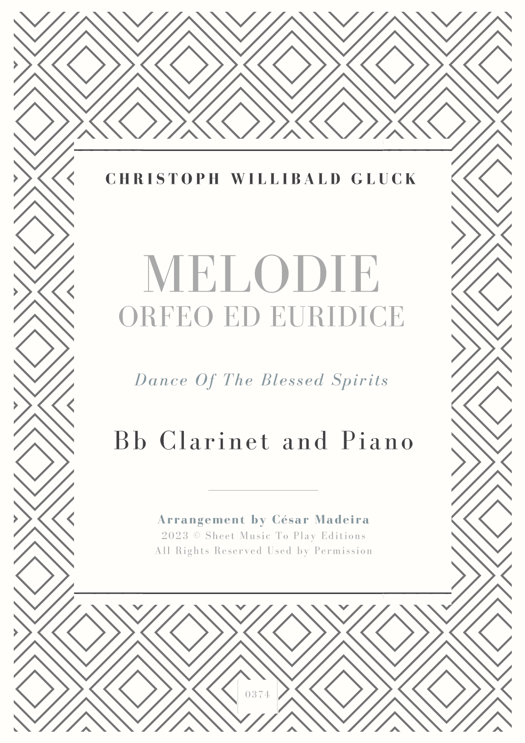 Melodie from Orfeo ed Euridice - Bb Clarinet and Piano (Full Score) (arr. César Madeira)