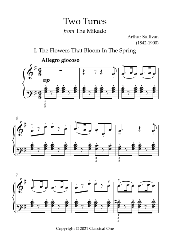 Sullivan - Two Tunes from The Mikado(With Note name) (arr. MPS)