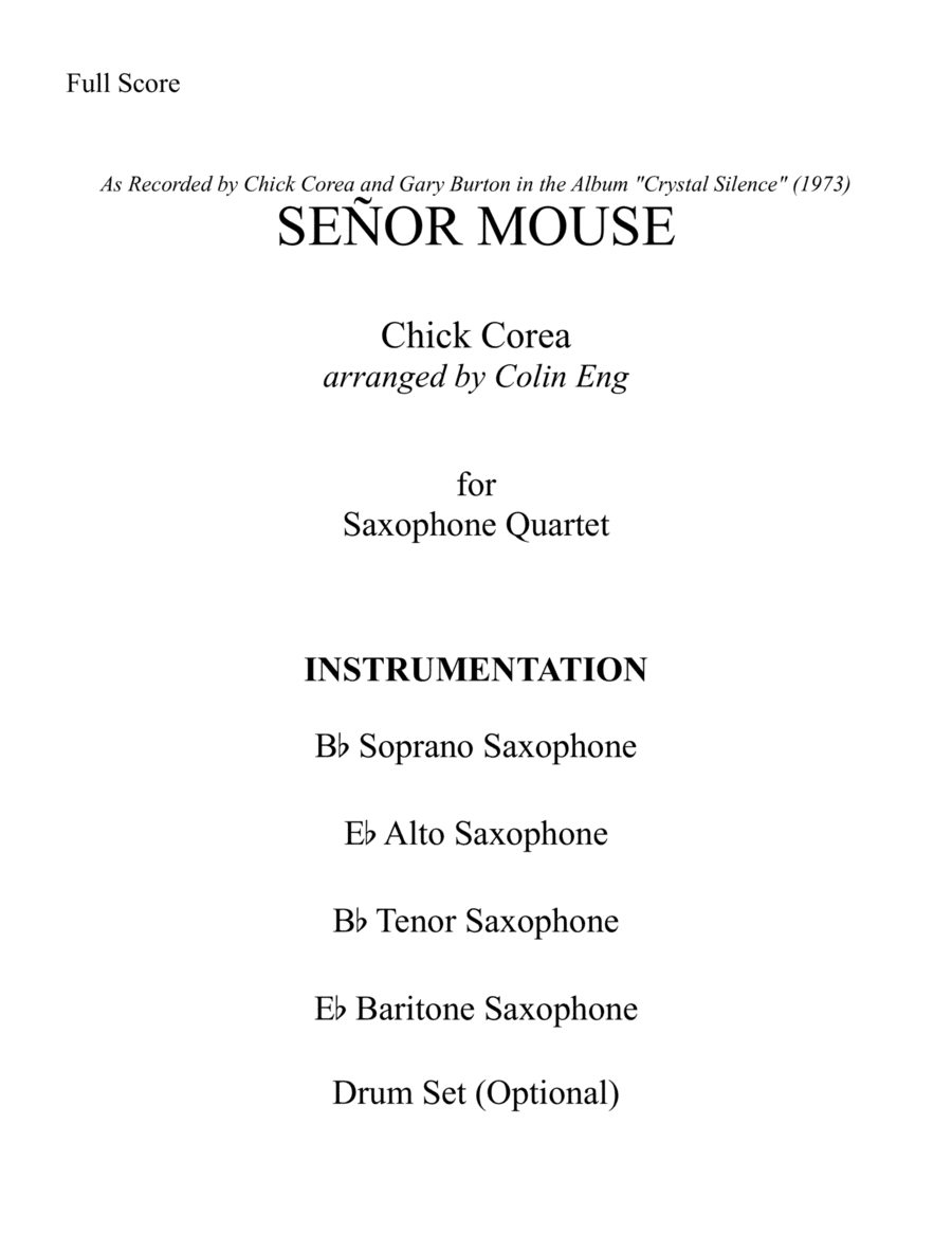 Captain Senor Mouse (arr. Colin Eng)
