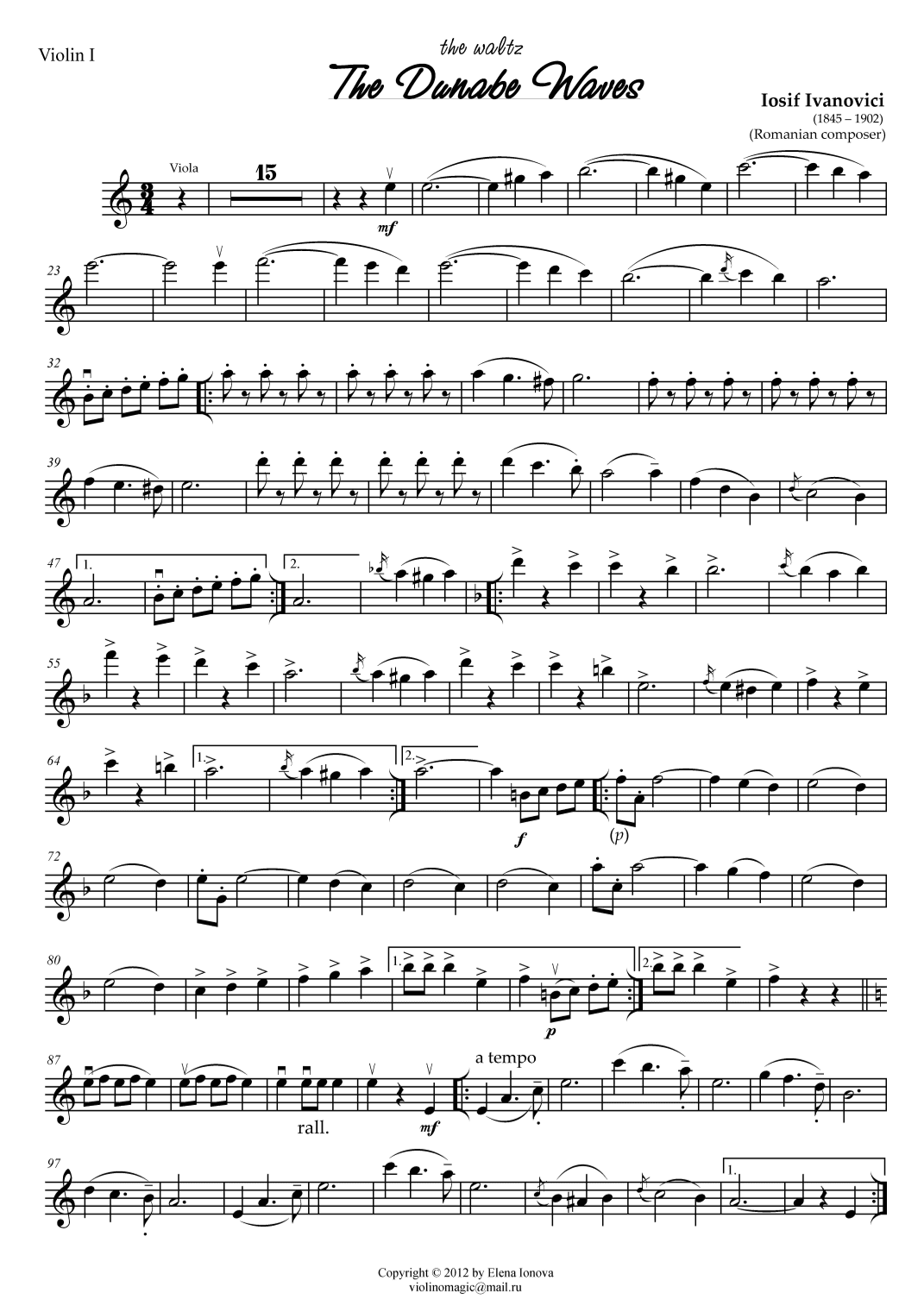 "Waves of the Danube" (arr. Elena Ionova)