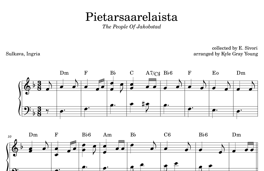 Pietarsaarelaista (The People Of Jakobstad) (piano solo) (arr. Kyle Gray Young)