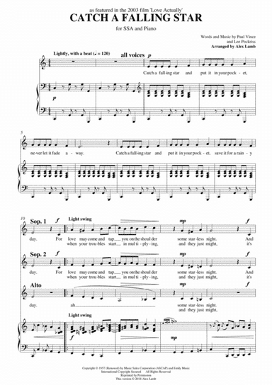 Catch A Falling Star (arr. Alex Lamb)