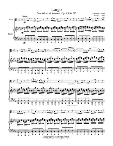 Largo from Winter (L'Inverno) for viola and piano (arr. K. Krantz)