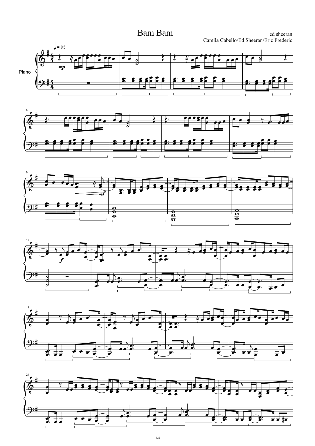 Bam Bam (arr. Camila Cabello Feat. Ed Sheeran)