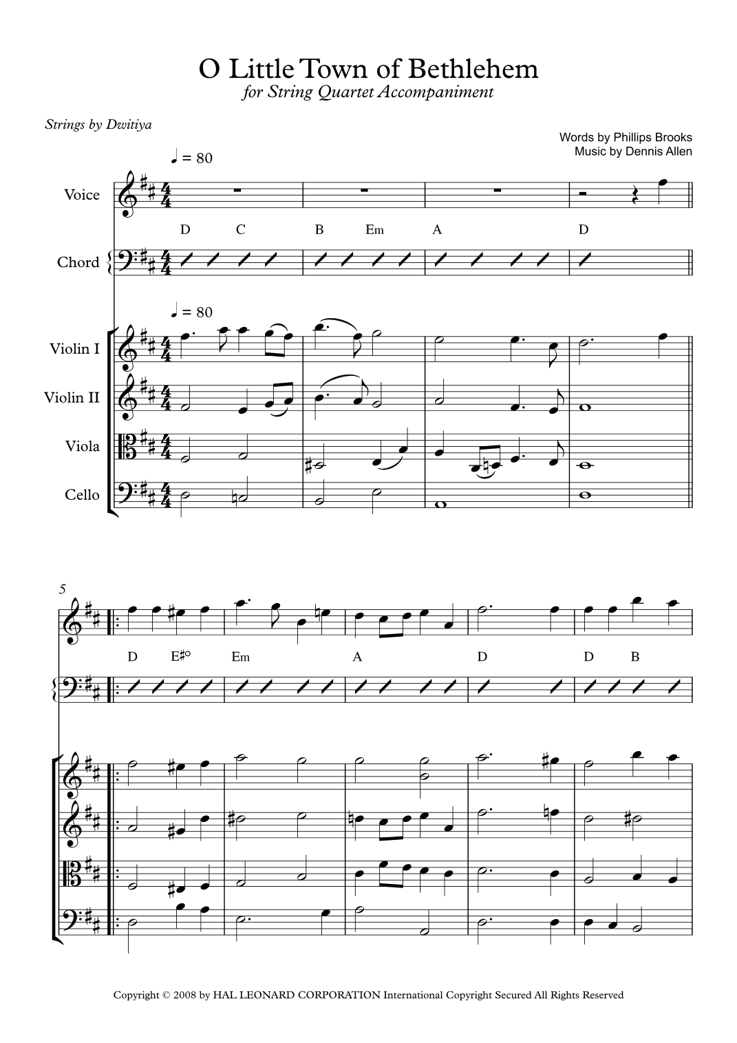 O Little Town of Bethlehem (arr. Dwitiya)