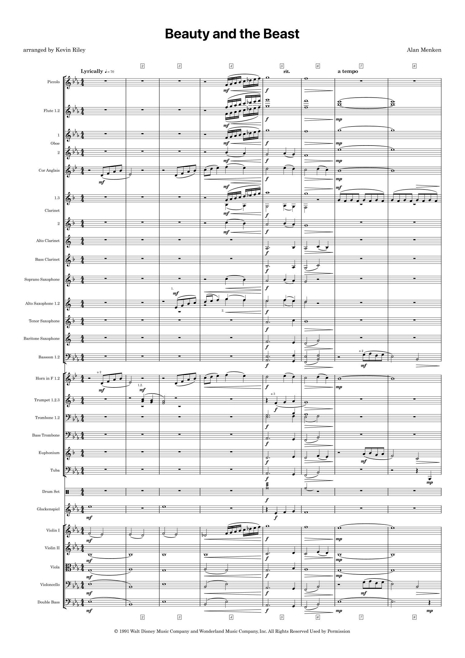 Beauty And The Beast (arr. Kevin Riley)