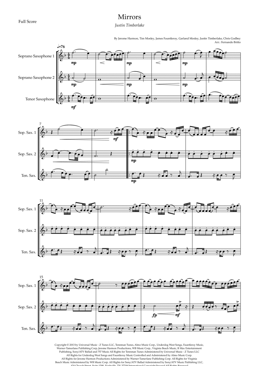 Mirrors (arr. Fernando Britto)