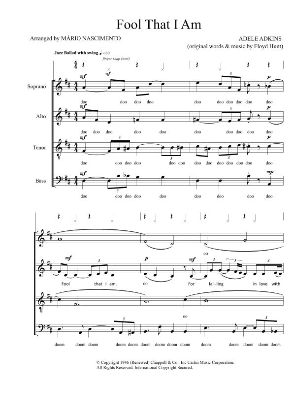 Fool That I Am (SATB a capella) (arr. Mário Nascimento)