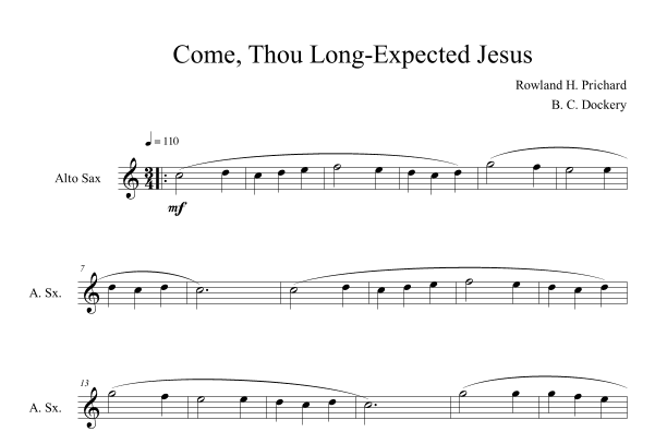 Come, Thou Long-Expected Jesus (Alto Sax Solo) (arr. B. C. Dockery)