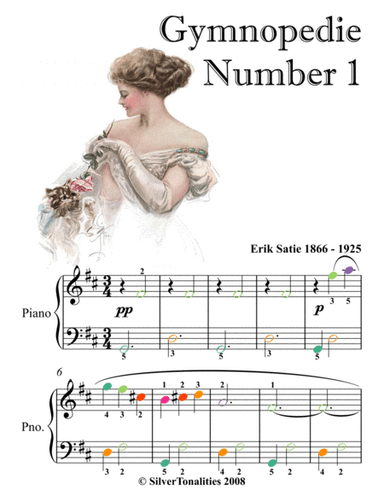 Gymnopedies for Easy Piano Sheet Music with Colored Notes (arr. SilverTonalities)