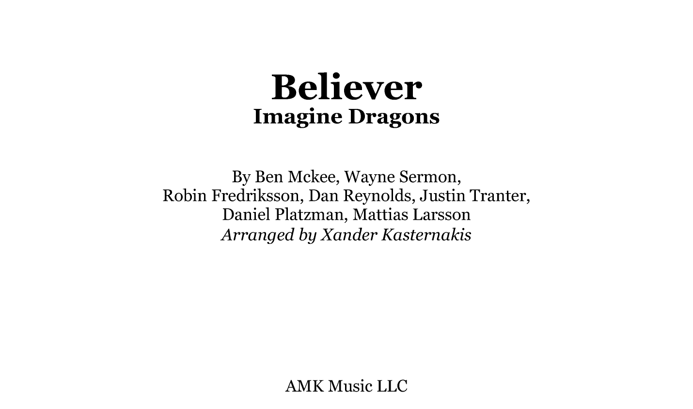 Believer (arr. Xander Kasternakis)