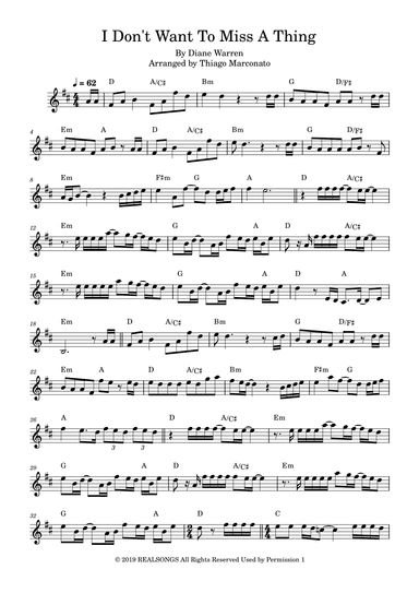 I Don't Want To Miss A Thing (arr. Thiago Marconato)