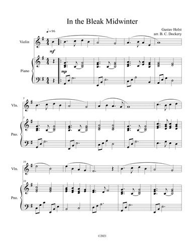 In the Bleak Midwinter (Violin Solo with Piano Accompaniment) (arr. B. C. Dockery)