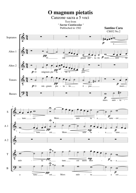 O magnum pietatis - For Choir SAATB a cappella