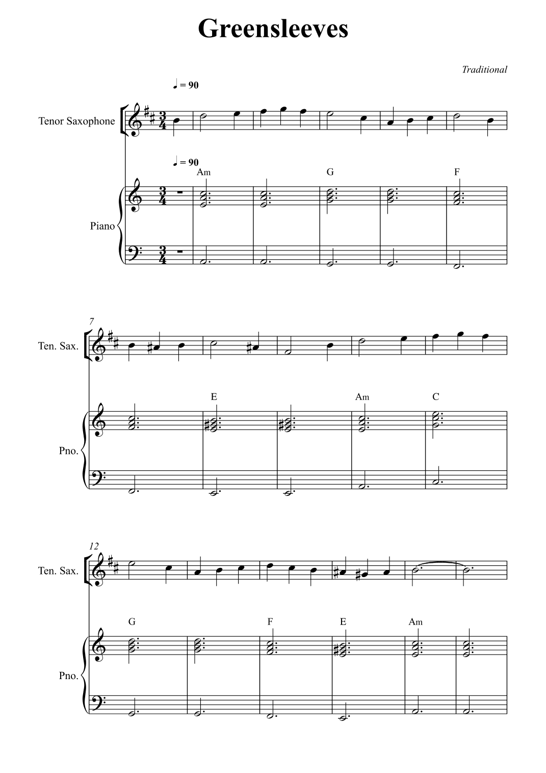 Greensleeves (arr. Wesley S. SIlva)