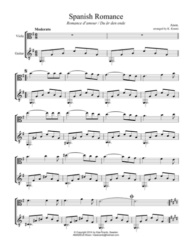 Spanish Romance, Romanza for viola and easy guitar (arr. K. Krantz)