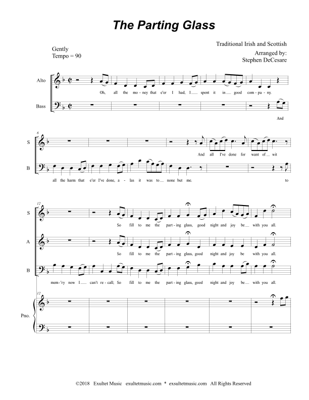 The Parting Glass (Vocal Trio - (SAB) (arr. Stephen DeCesare)