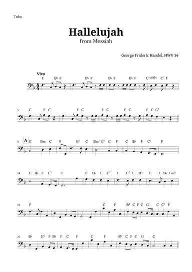 Hallelujah by Handel for Tuba with Chords (arr. Langanho)