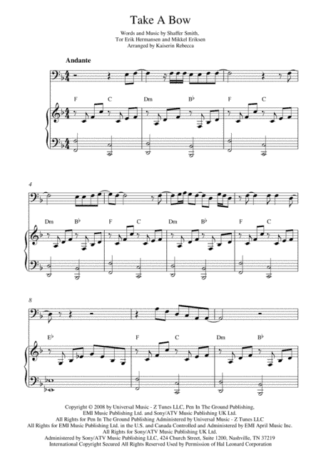 Take A Bow (arr. Kaiserin Rebecca)