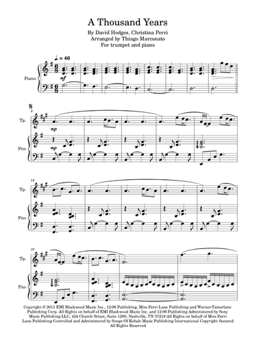 A Thousand Years (arr. Thiago Marconato)