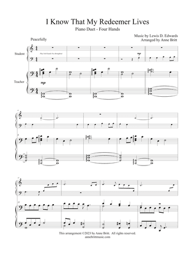 I Know That My Redeemer Lives (elementary student/teacher duet) (arr. Anne Britt)