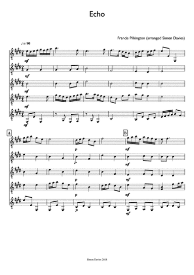 Echo - Francis Pilkington (arranged for guitar ensemble) (arr. Simon Davies)