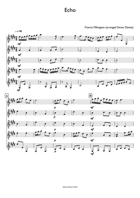 Echo - Francis Pilkington (arranged for guitar ensemble) (arr. Simon Davies)