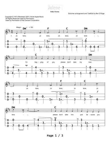 Jolene (arr. Ben D'Ooge)