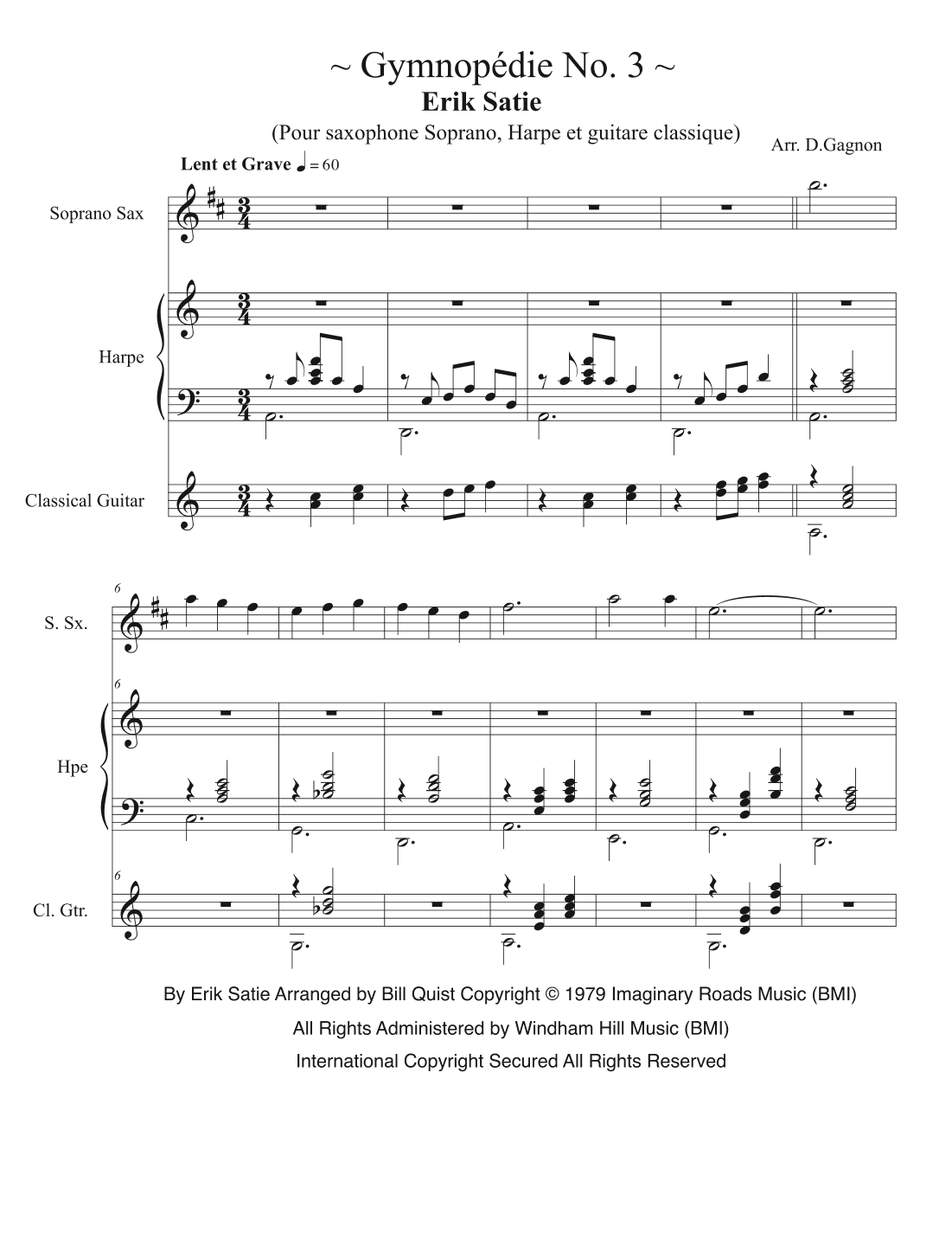 Gymnopedie No.3 (arr. D. Gagnon)
