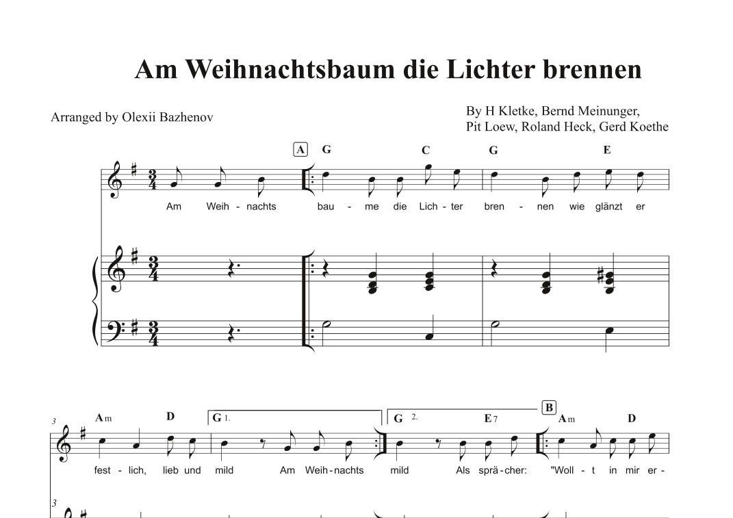 Am Weihnachtsbaum Die Lichter Brennen (arr. Arranged by Oleksii Bazhenov)