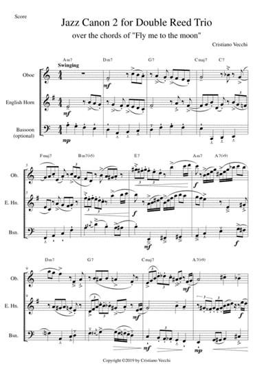 Jazz Canon 2 for Double Reed Trio