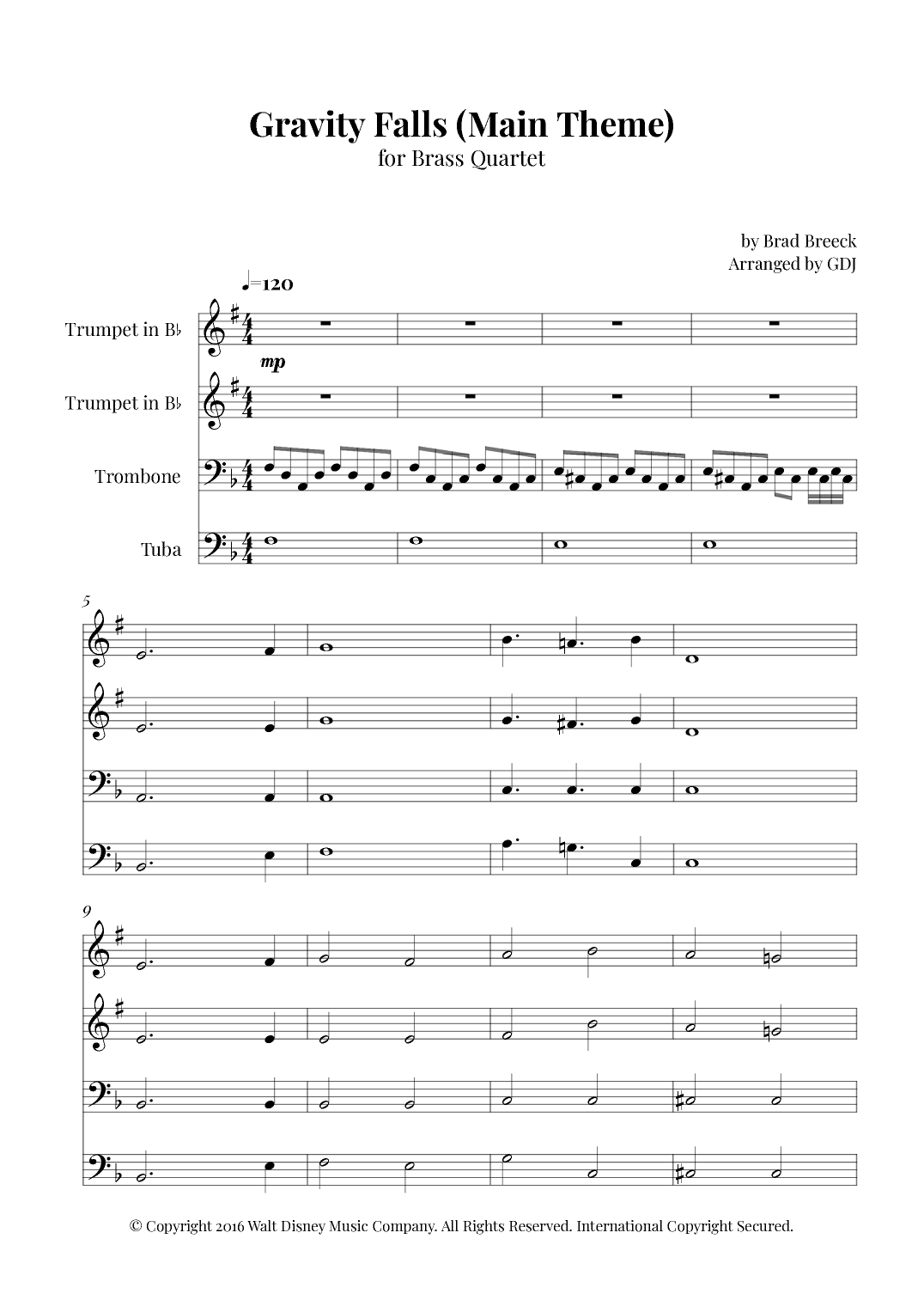Gravity Falls (main Theme) (arr. GDJ)