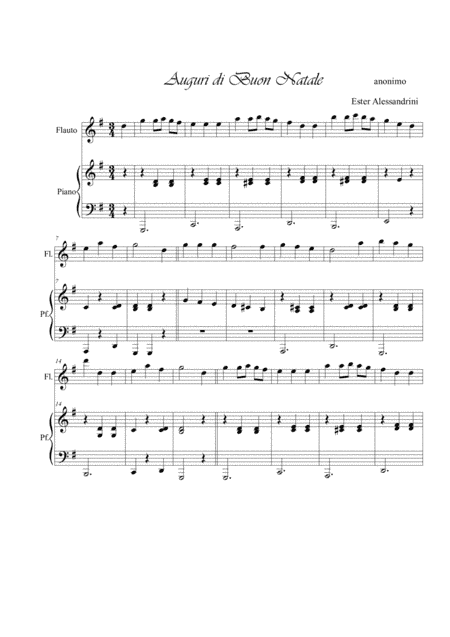 Auguri di Buon Natale. Flute and piano (arr. Ester Alessandrini)