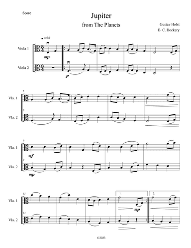 Jupiter (from The Planets) for Viola Duet (arr. B. C. Dockery)