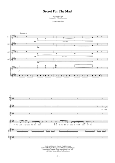 Secret For The Mad (arr. Wilfred Reneman)