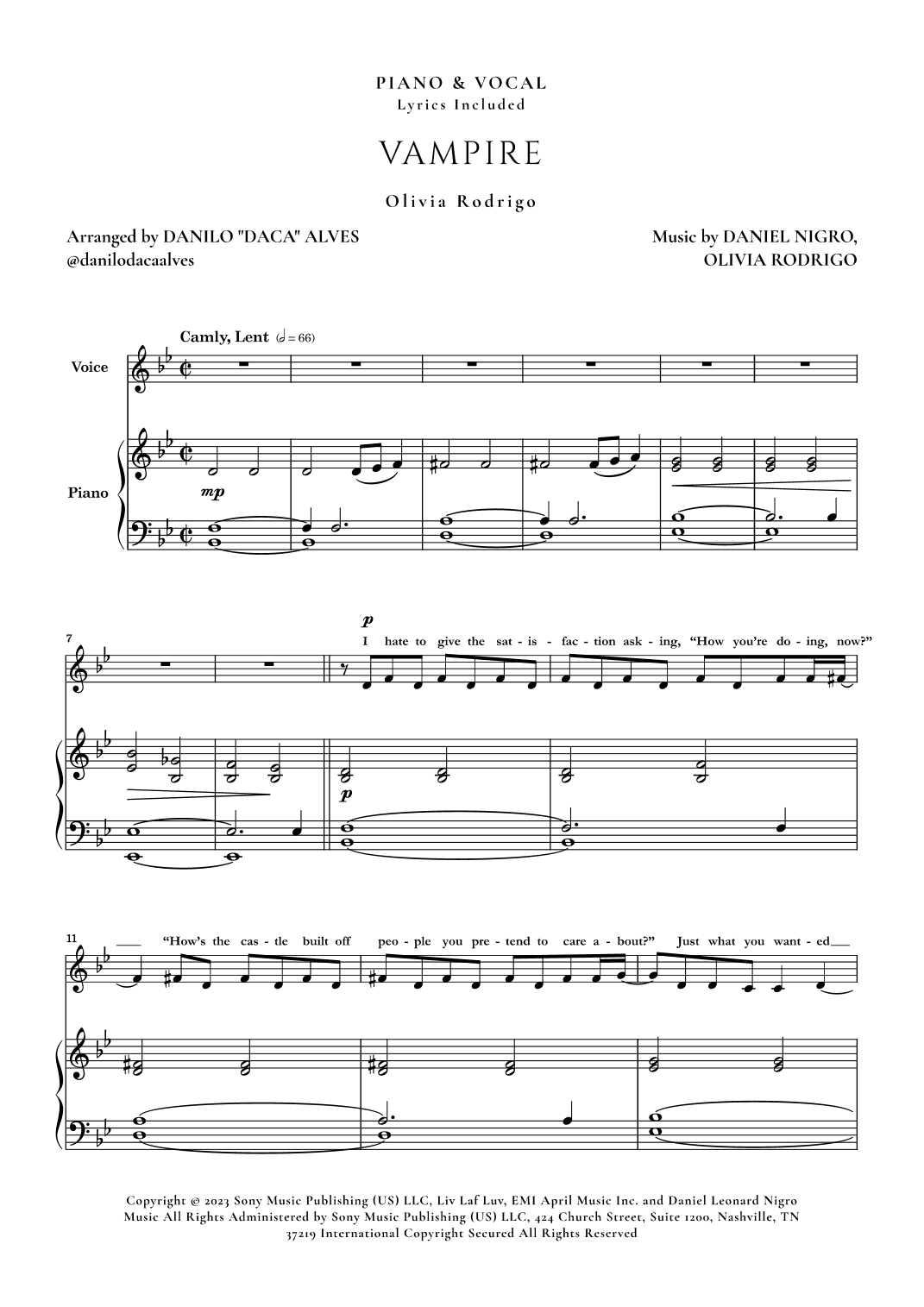 Vampire (arr. Danilo "Daca" Alves)