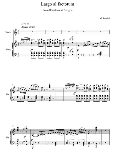 Gioachino Rossini - Largo al Factotum -  Il barbiere di Siviglia (Violin Solo) (arr. André Laitano)