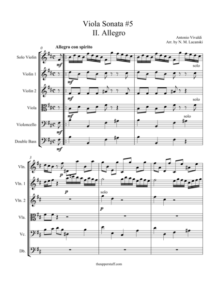 Sonata RV40 Movement II (arr. Nick Lacanski)