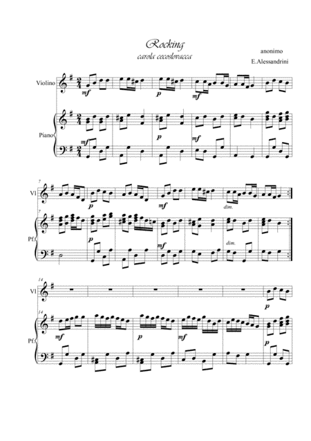 Rocking. Violin and piano (arr. Ester Alessandrini)